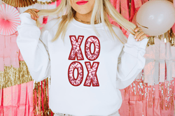 pink xoxo sparkly faux sequins valentines day png, cute valentines day shirt design, valentine sublimation