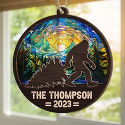 bigfoot suncatcher , personalized suncatcher ornament, bigfoot lover gift