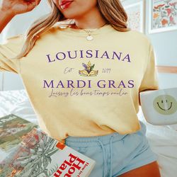 comfort colors louisiana mardi gras shirt, new mardi gras design for 2024, unisex mardi gras tee