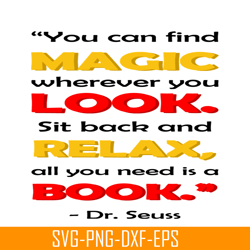 magic look relax book quote svg, dr seuss svg, dr seuss quotes svg ds2051223284