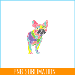 colorful french bulldog png, frenchie art png, dog lover png