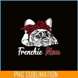 womens frenchie mom french bulldog with red plaid headband png