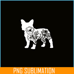 floral french bulldog png, dog lover png, bulldog mascot png