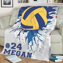 personalized volleyball blanket, volleyball throw blanket, sport gifts for volleyball players volleyball lovers