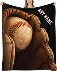 personalized baseball fan blanket, baseball throw blanket, sport gifts for baseball players, baseball lover gifts