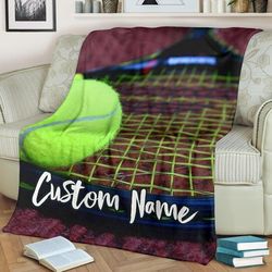 personalized tennis blanket, custom name tennis throw blanket, gifts for tennis player, tennis lover gifts