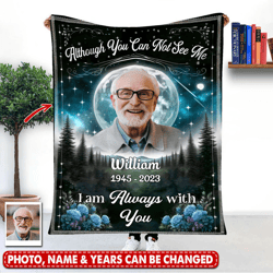 personalized custom photo memorial blanket, i'm always with you, memorial gift for family members, memorial blanket
