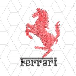 red ferrari embroidery logo design brand car brand emboridery file