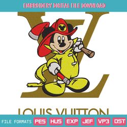 louis vuitton fireman mickey emboridery design instant download
