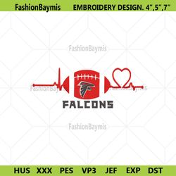 atlanta facons football heart beat embroidery instant download