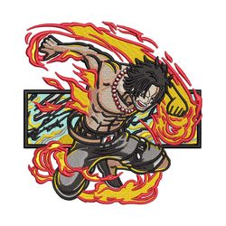 portgas d ace fire embroidery anime one piece