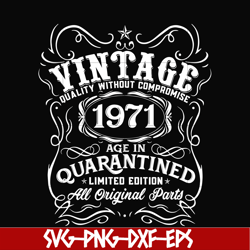 vintage 1971 age in quarantined limited edition svg, limited edition svg, 1971 birthday svg, png, dxf, eps digital file