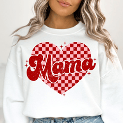 retro checkered mama png, white and black distressed mom design, trendy mom life digital, cool mom png, mama digital