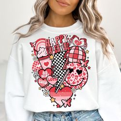 retro valentines sweatshirts, valentine hearts sweatshirts, checkered hearts sweatshirts, valentines day gifts