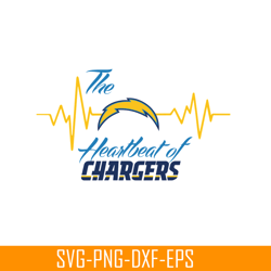 heartbeat of chargers svg png eps, usa football svg, nfl lovers svg