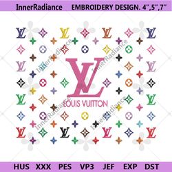 lv louis vuittion fashion logo rainbow wrap embroidery design download file