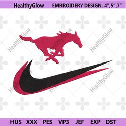 smu mustangs double swoosh nike logo embroidery design file