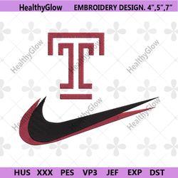 temple owls double swoosh nike logo embroidery design file