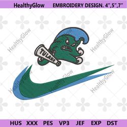 tulane green wave double swoosh nike logo embroidery design file