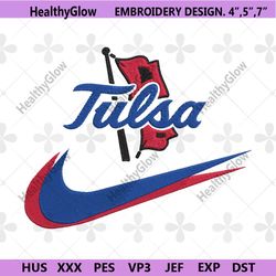 tulsa golden hurricane double swoosh nike logo embroidery design file