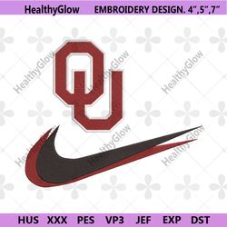 oklahoma sooners double swoosh nike logo embroidery design file