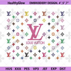 lv louis vuittion fashion logo rainbow wrap embroidery design download file