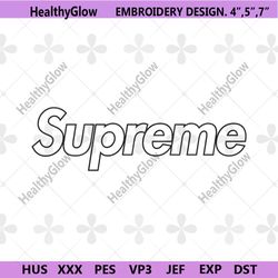 supreme outline black logo embroidery design download