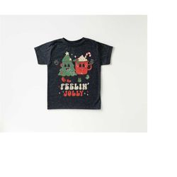 feeling jolly toddler tee, christmas season shirt, cute holiday girls shirt, toddler youth santa tee, retro boho cute vi