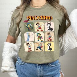 pinocchio characters shirt,jiminy cricket - figaro - the fairy with turquoise hair - geppetto, pinocchio gift shirt, pin