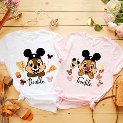 chip n dale snacks shirt, double trouble shirt,disney couple shirt,disney sibling shirt,double trouble couple shirt, chi