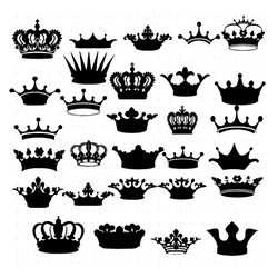 big collection vector crown silhouettes vintage bundle file svg, disney svg, disney gift, disney crown svg, crown silhou