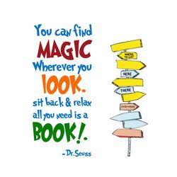 you can find magic wherever you look svg, dr seuss svg, dr seuss quotes, best quotes, magic svg, book svg, love reading,