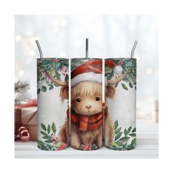 christmas baby highland cow tumbler wrap 20oz