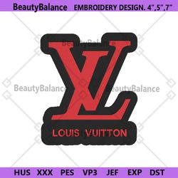 lv red black background logo embroidery design download