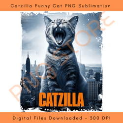 catzilla funny cat png sublimation