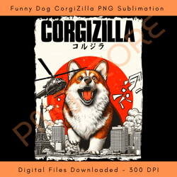 funny dog corgizilla png sublimation