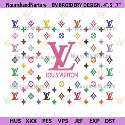 lv louis vuittion fashion logo rainbow wrap embroidery design download file