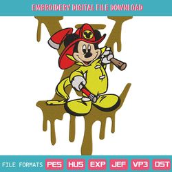 lv dripping fireman mickey emboridery design instant download