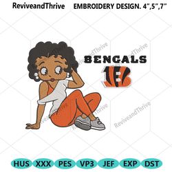 cincinnati bengals black girl betty boop embroidery design file