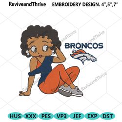 denver broncos black girl betty boop embroidery design file