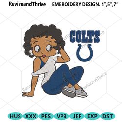 indianapolis colts black girl betty boop embroidery design file
