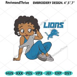 detroit lions black girl betty boop embroidery design file