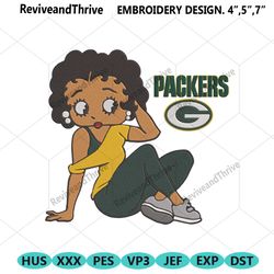 green bay packers black girl betty boop embroidery design file