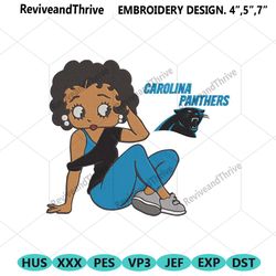 carolina panthers black girl betty boop embroidery design file