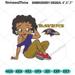 baltimore ravens black girl betty boop embroidery design file