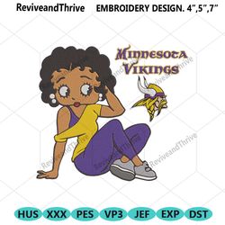 minnesota vikings black girl betty boop embroidery design file