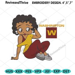 washington commanders black girl betty boop embroidery design file
