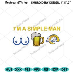 im a simple man los angeles rams embroidery design file png