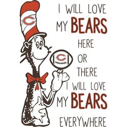 I Will Love My Bears Here Or There, I Will Love My Bears Everywhere Svg, Dr Seuss Svg, Sport Svg, Digital download
