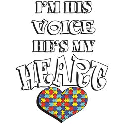 i am his voice he is my heart svg, awareness svg, autism svg, puzzle svg
